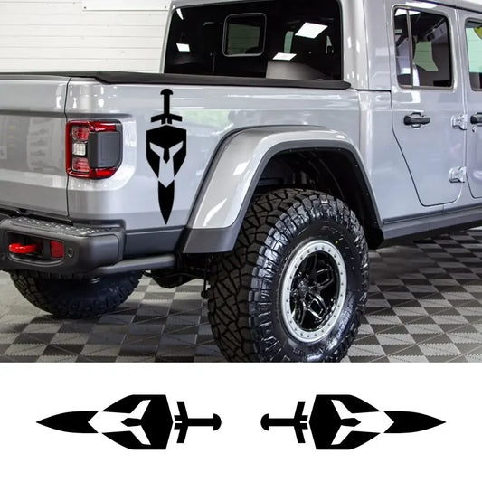Shield & Sword Bed Side Decal for Jeep Gladiator JT | Vinyl Trunk Graphic Sticker - 200000182:771#Carbon Fiber-  DRIVEN - 1