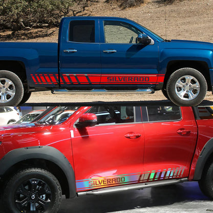 Door Side Stripe Decal for Chevrolet Silverado 1500 LT / LTZ / WT / Trail Boss / RST | Vinyl Truck Sticker - 200000182:350853#Carbon Fiber-200000182:29#Glossy White-200000182:173#Matt Gold-200000182:496#Matt Silver-200000182:1052#Colorful Laser-  DRIVEN - 4