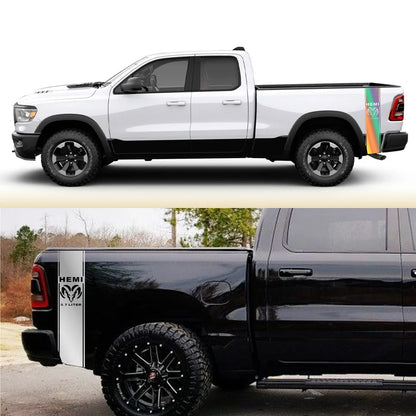 Back Door & Side Decal for Dodge RAM 1500 / 2500 HEMI Rebel 5.7L | Custom Vinyl Truck Sticker - 200000182:29#Glossy White-200000182:691#Glossy Gray-200000182:173#Glossy Blue-200000182:193#Glossy Black-200000182:350853#Matt Sliver-  DRIVEN - 4