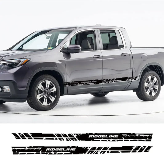 Door Side Skirt Stripe Decal for Honda Ridgeline | 2-Piece Vinyl Pickup Truck Graphic - 200000182:496#Matt Silver-  DRIVEN - 2