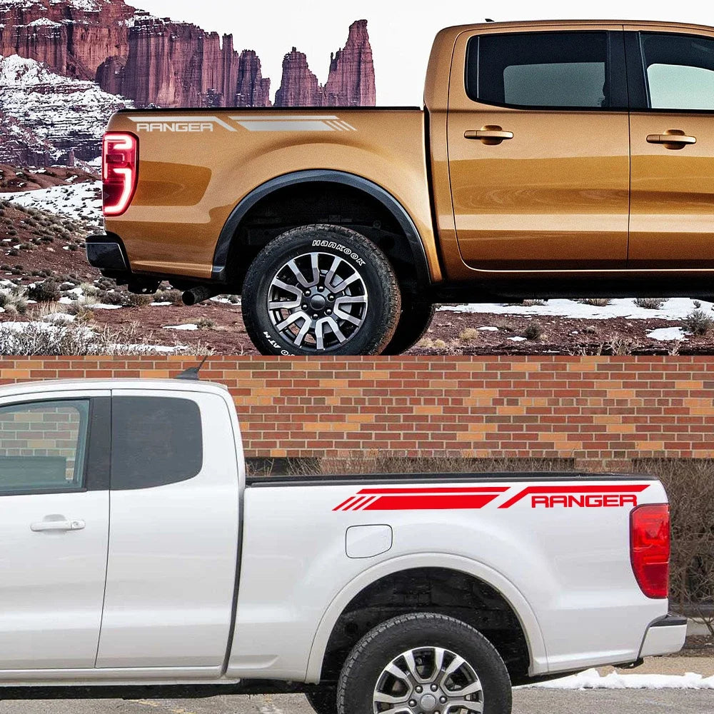 Side Stripe Decal for Ford Ranger Raptor T6 / XLT / T7 / T8 | Pickup Bed Vinyl Graphic - 200000182:691#Glossy Gray-200000182:29#Glossy White-200000182:350852#Glossy Orange-200000182:10#Glossy Red-200000182:193#Glossy Black-  DRIVEN - 4