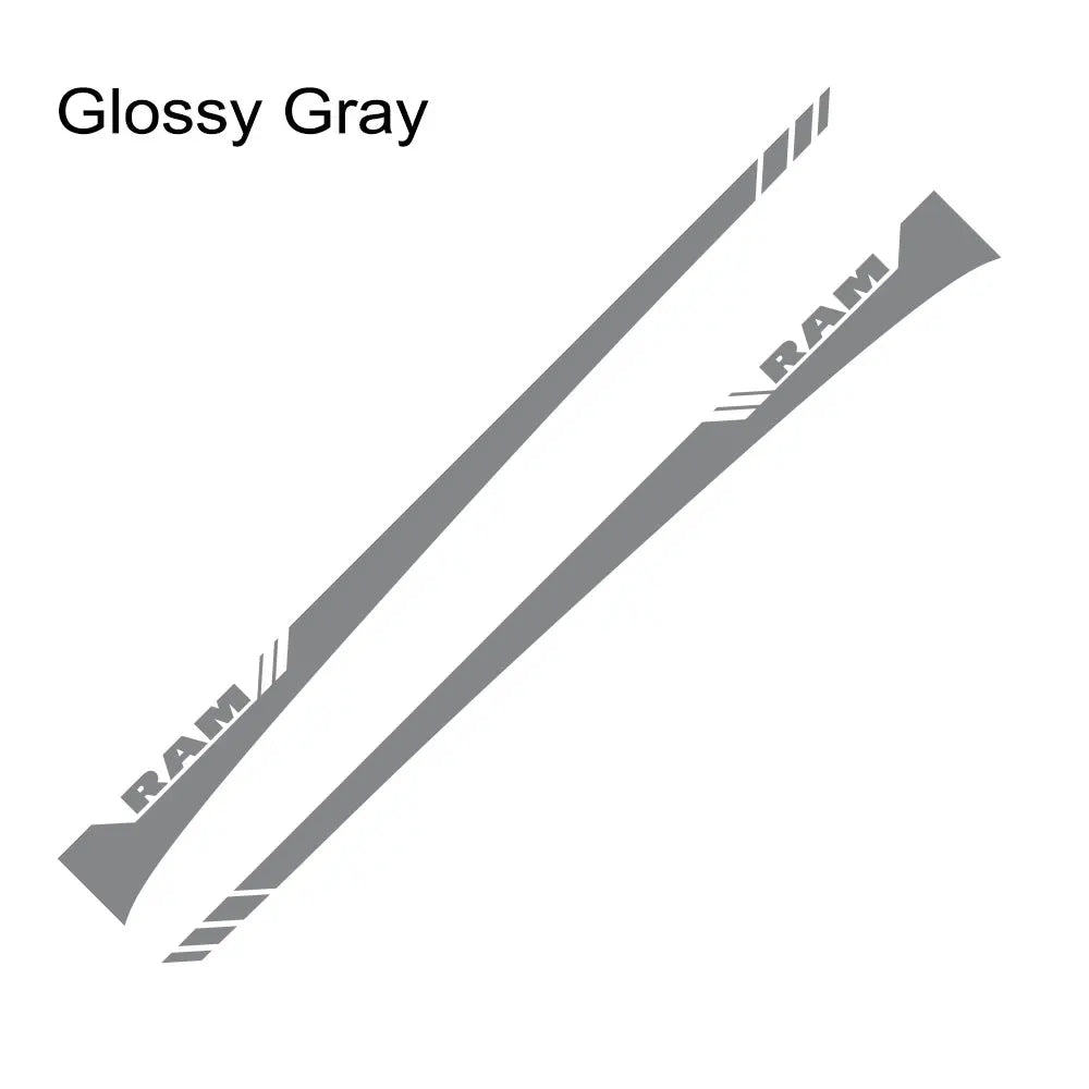 Dodge RAM Door Side Skirt Graphic Decal Kit (2 Pcs) – Custom Vinyl Sticker | 1500, 2500, Rebel, RTX | 12 Finishes - 200000182:10#Glossy Red-200000182:691#Glossy Gray-200000182:366#Glossy Yellow-200000182:350852#Glossy Orange-200000182:29#Glossy White-  DRIVEN - 13
