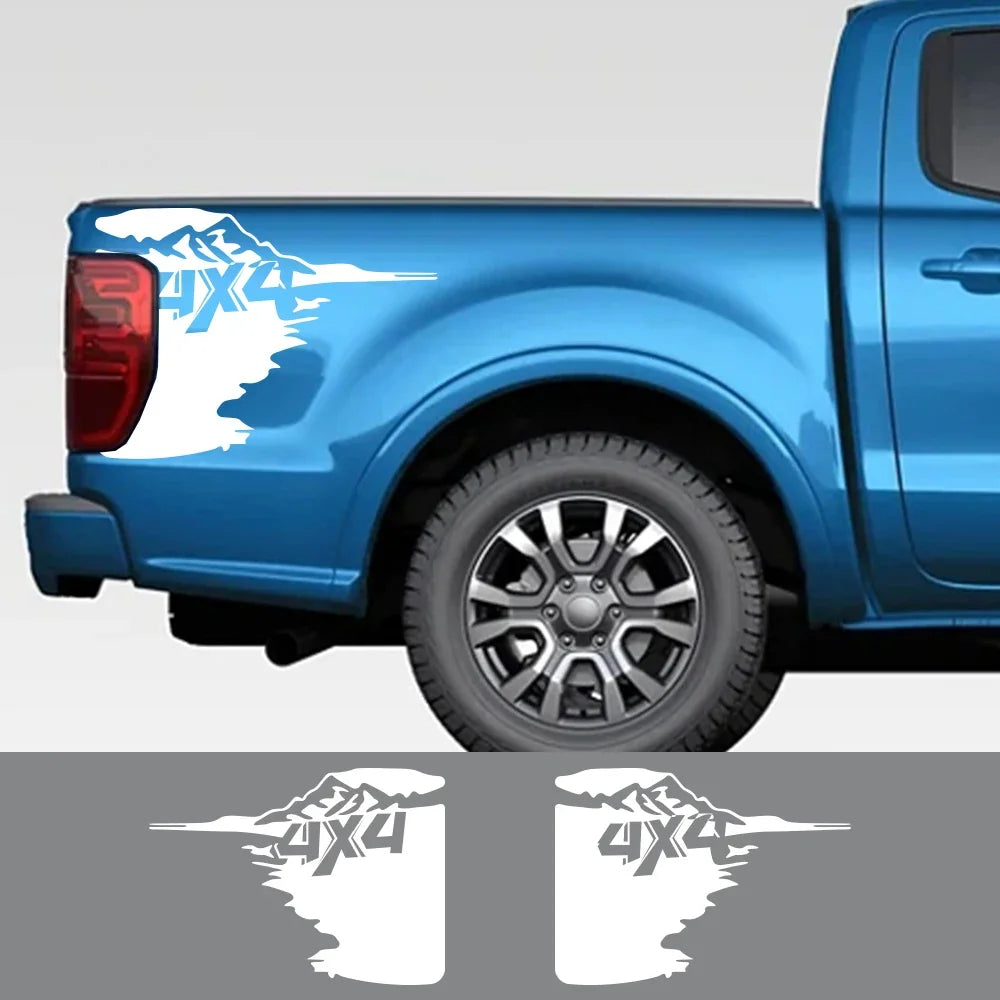 Universal 4x4 Side Bed Splash Decal | Fits Ford F-150, Toyota Hilux, Dodge RAM, Isuzu D-Max, Mitsubishi L200 & More - 200000182:350850#Glossy Black-200000182:350853#Glossy Gray-200000182:350852#Glossy White-200000182:1052#Carbon Fiber-200000182:366#Matt Silver-  DRIVEN - 2