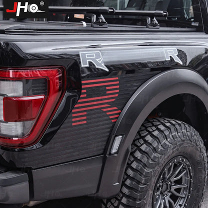 JHO Sport R Precut Bedside & Hood Wrap Kit for Ford F-150 Raptor (2022-2025) | Matte Stripe - 200000182:193#Black-  DRIVEN - 5