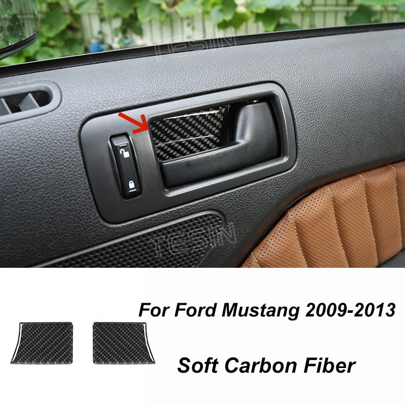 Carbon Fiber Grain Interior & Exterior Decoration Sticker for Ford Mustang (2009-2014) | Kit - 200000182:200013901#Door lock pin ring-200000182:202530813#Front fog lamp decor-200000182:200006158#Dashboard Panel-200000182:40808150#Headlight switch-200000182:200003699#Start key socket-  DRIVEN - 26