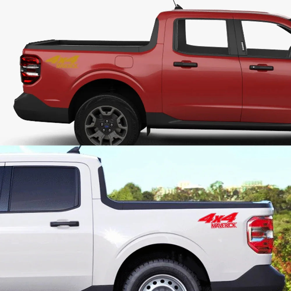 4x4 Rear Bed Side Decal for Ford Maverick XL / XLT / Lariat (2022) | Vinyl Truck Sticker - 200000182:200004890#Matt Black-200000182:771#Carbon Fiber-200000182:173#Glossy Blue-200000182:350850#Matt Gold-200000182:350853#Matt Silver-  DRIVEN - 3