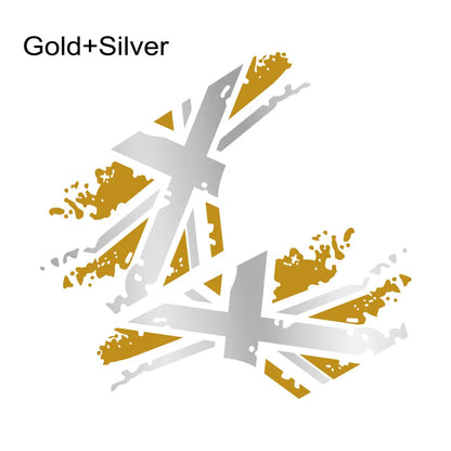 Union Jack Door Side Stripe Decal | 2-Piece British Flag Auto Body Vinyl Sticker - 200000182:366#Black Gold-200000182:175#White Gold-200000182:193#Black Red-200000182:10#White Gray-200000182:350852#Gold Silver-  DRIVEN - 9