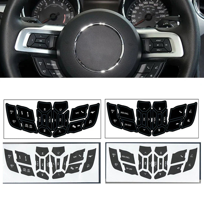 Steering Wheel Button Repair Sticker | 1-Piece Black Vinyl Control Decal for Cars - 200000182:350686#for 2019-2022-200000182:350850#for 2015-2018-  DRIVEN - 5