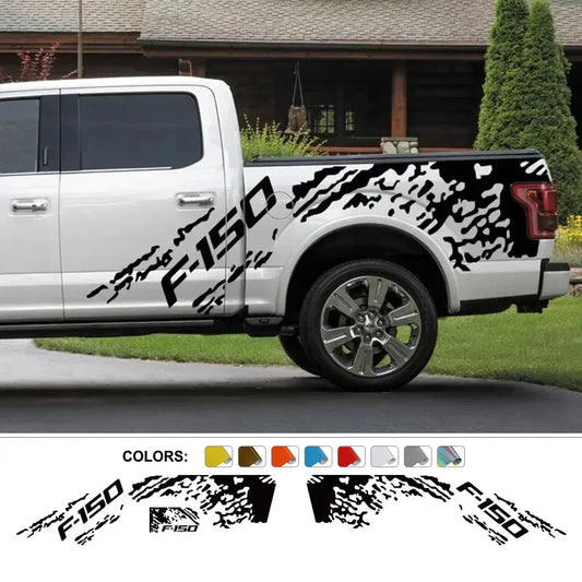 Ford F-150 Raptor Body Side Graphic Kit – Splash Grunge Vinyl Decal Set (3 Pcs) | 12 Finishes - 200000182:29#Glossy Orange-  DRIVEN - 2