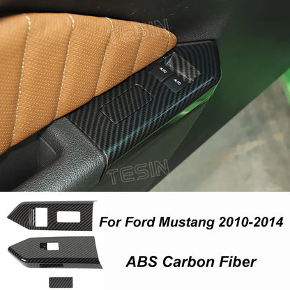Carbon Fiber Grain Interior & Exterior Decoration Sticker for Ford Mustang (2009-2014) | Kit - 200000182:200013901#Door lock pin ring-200000182:202530813#Front fog lamp decor-200000182:200006158#Dashboard Panel-200000182:40808150#Headlight switch-200000182:200003699#Start key socket-  DRIVEN - 10