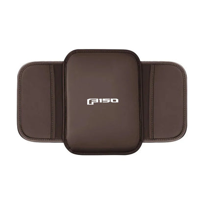 Leather Center Console Armrest Pad & Storage Pocket for Ford F-150 | Brown / Black / Red