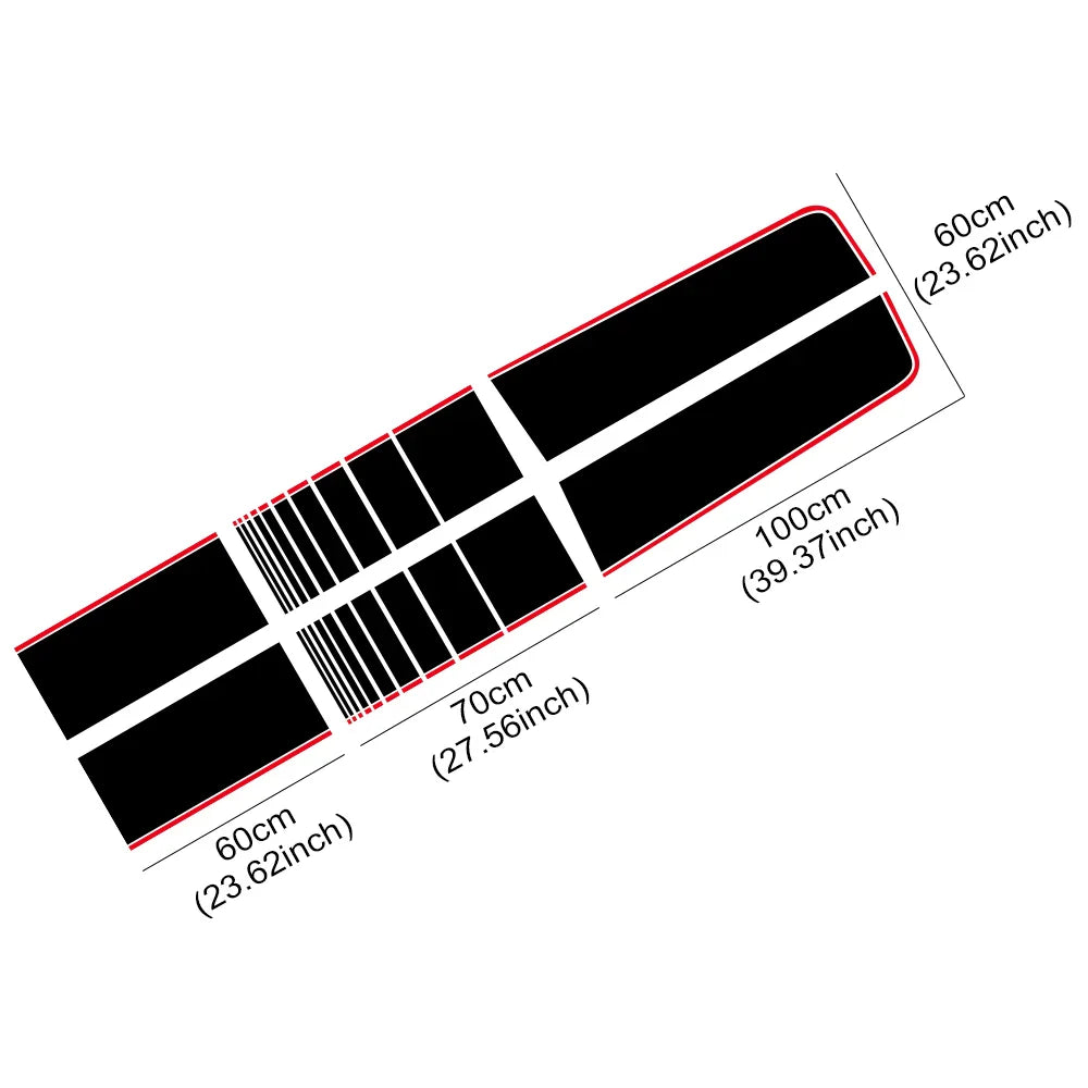 Hood, Bonnet, Roof & Trunk Racing Stripe Vinyl Kit | Full-Length Engine Cover Graphics - 200000182:29#Glossy Black-200000182:691#Glossy White-200000182:10#Glossy Gray-200000182:350852#Glossy Red-200000182:366#Matt Black-  DRIVEN - 5