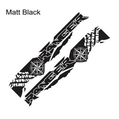 Tire Print & Compass Adventure Tail Decal for Ford Ranger Raptor Pickup | Off-Road Vinyl Graphics - 200000182:350850#Matt Gold-200000182:350686#Colorful Laser-200000182:350853#Matt Silver-200000182:350852#Glossy Orange-200000182:29#Glossy White-  DRIVEN - 16