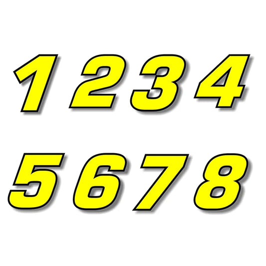 F155 Individual Number Vinyl Sticker – Yellow with Black Border | Digits 0–9 | 2 Sizes | Car, Motorcycle & Helmet - 14:1202#F155- Number 3;5:100012359#Height 5cm-  DRIVEN - 1