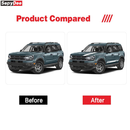 4x4 Hood & Door Side Stripe Decal Kit for Ford Bronco Sport | Full Body Vinyl Tuning Graphics - 200000182:193#hood sticker;355:203282824#Glossy white-200000182:193#hood sticker;355:203282825#Glossy grey-200000182:193#hood sticker;355:203282823#Glossy black-200000182:193#hood sticker;355:203289813#Reflective red-200000182:193#hood sticker;355:203289814#Reflective white-  DRIVEN - 4