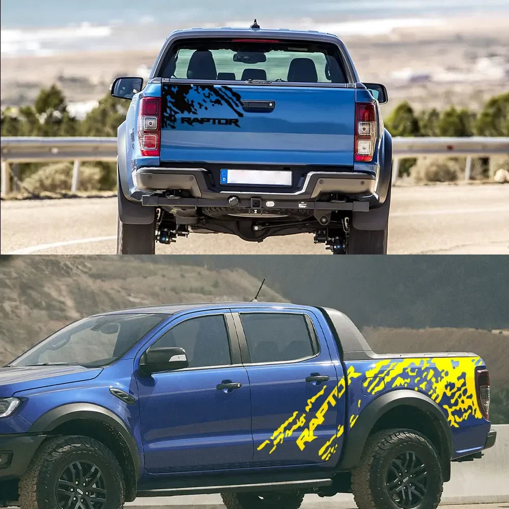 Splash Grunge Body Side Decal for Ford F-150 Raptor / Ranger | 3-Piece Matte Vinyl Kit - 200000182:691#Matt Black-200000182:771#Carbon Fiber-200000182:366#Matt Silver-200000182:496#Colorful Laser-200000182:350853#Glossy Gray-  DRIVEN - 3