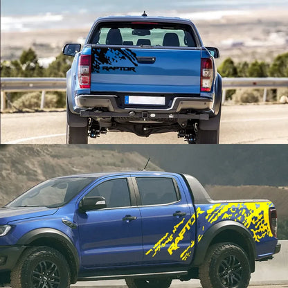 Splash Grunge Body Side Decal for Ford F-150 Raptor / Ranger | 3-Piece Matte Vinyl Kit - 200000182:691#Matt Black-200000182:771#Carbon Fiber-200000182:366#Matt Silver-200000182:496#Colorful Laser-200000182:350853#Glossy Gray-  DRIVEN - 3