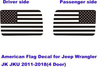 Jeep Wrangler JK / JKU American Flag Rear Window Decal – Precut Stars & Stripes Back Side Window Sticker (2-Pc Set, 4-Door) - 200000182:193#black 2PCS-  DRIVEN - 4