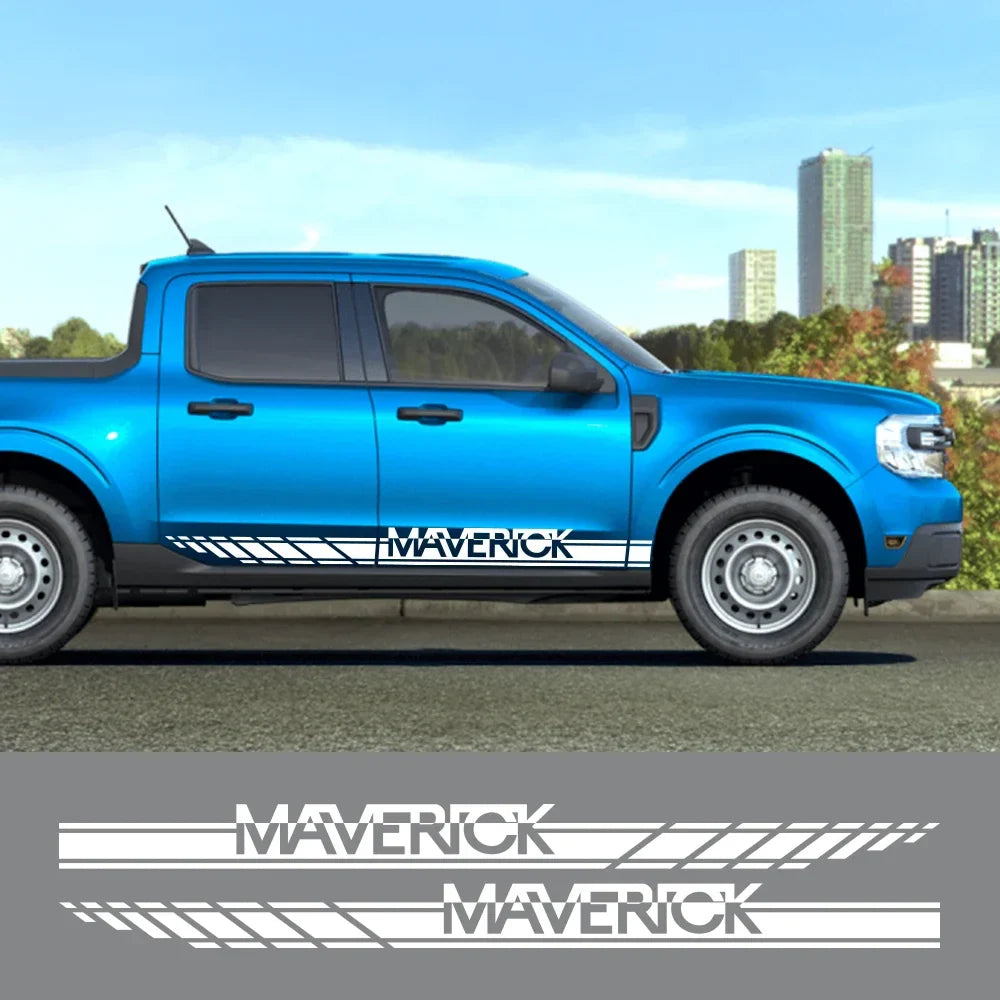 Door Side Stripe Decal for Ford Maverick XL / XLT / Lariat (2022–2023) | 2-Piece Vinyl Graphic - 200000182:193#Glossy Black-200000182:350852#Glossy Orange-200000182:10#Glossy Red-200000182:691#Glossy Gray-200000182:29#Glossy White-  DRIVEN - 2