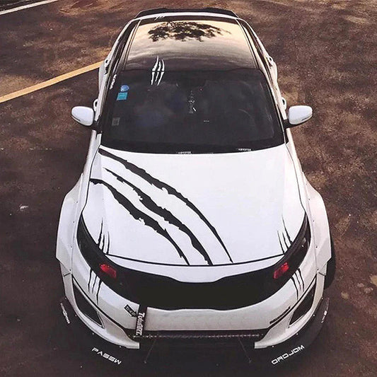 Ghost Claw Hood Vinyl Sticker | Creative Reflective Modification Decal for Cars - 200000182:29#Lights eyebrow White-  DRIVEN - 1