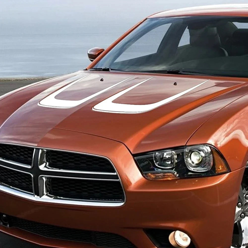 Hood Cover Engine Vinyl Film Sticker for Dodge Charger | 2-Piece Sport Style Decal