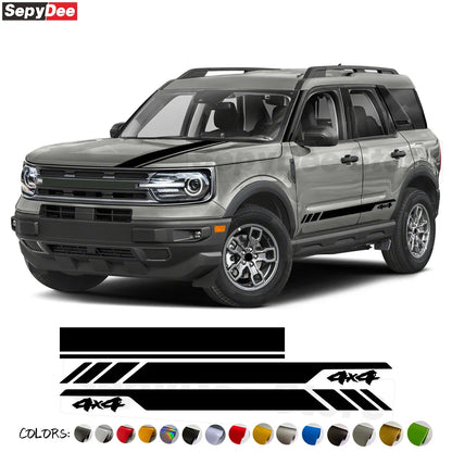 4x4 Hood & Door Side Stripe Decal Kit for Ford Bronco Sport | Full Body Vinyl Tuning Graphics - 200000182:193#hood sticker;355:203282824#Glossy white-200000182:193#hood sticker;355:203282825#Glossy grey-200000182:193#hood sticker;355:203282823#Glossy black-200000182:193#hood sticker;355:203289813#Reflective red-200000182:193#hood sticker;355:203289814#Reflective white-  DRIVEN - 1