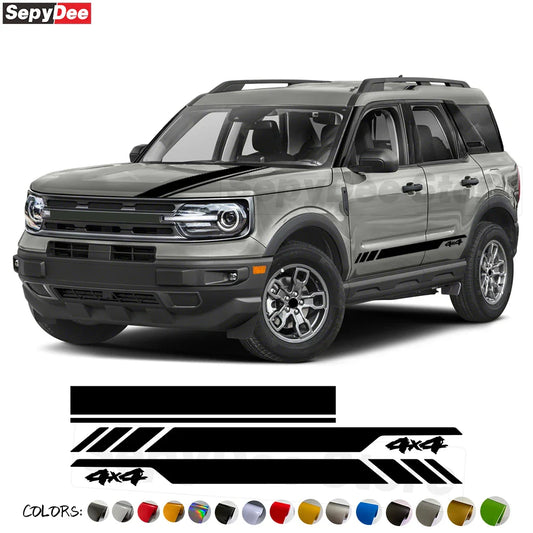 4x4 Hood & Door Side Stripe Decal Kit for Ford Bronco Sport | Full Body Vinyl Tuning Graphics - 200000182:193#hood sticker;355:203282824#Glossy white-  DRIVEN - 1