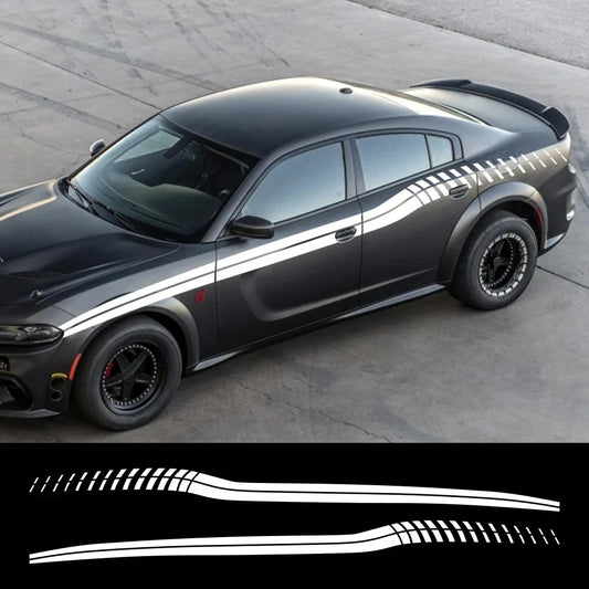 Sport Stripe Waistline Decal for Dodge Charger | Vinyl Film Styling Body Sticker - 200000182:350852#Glossy Orange-  DRIVEN - 2
