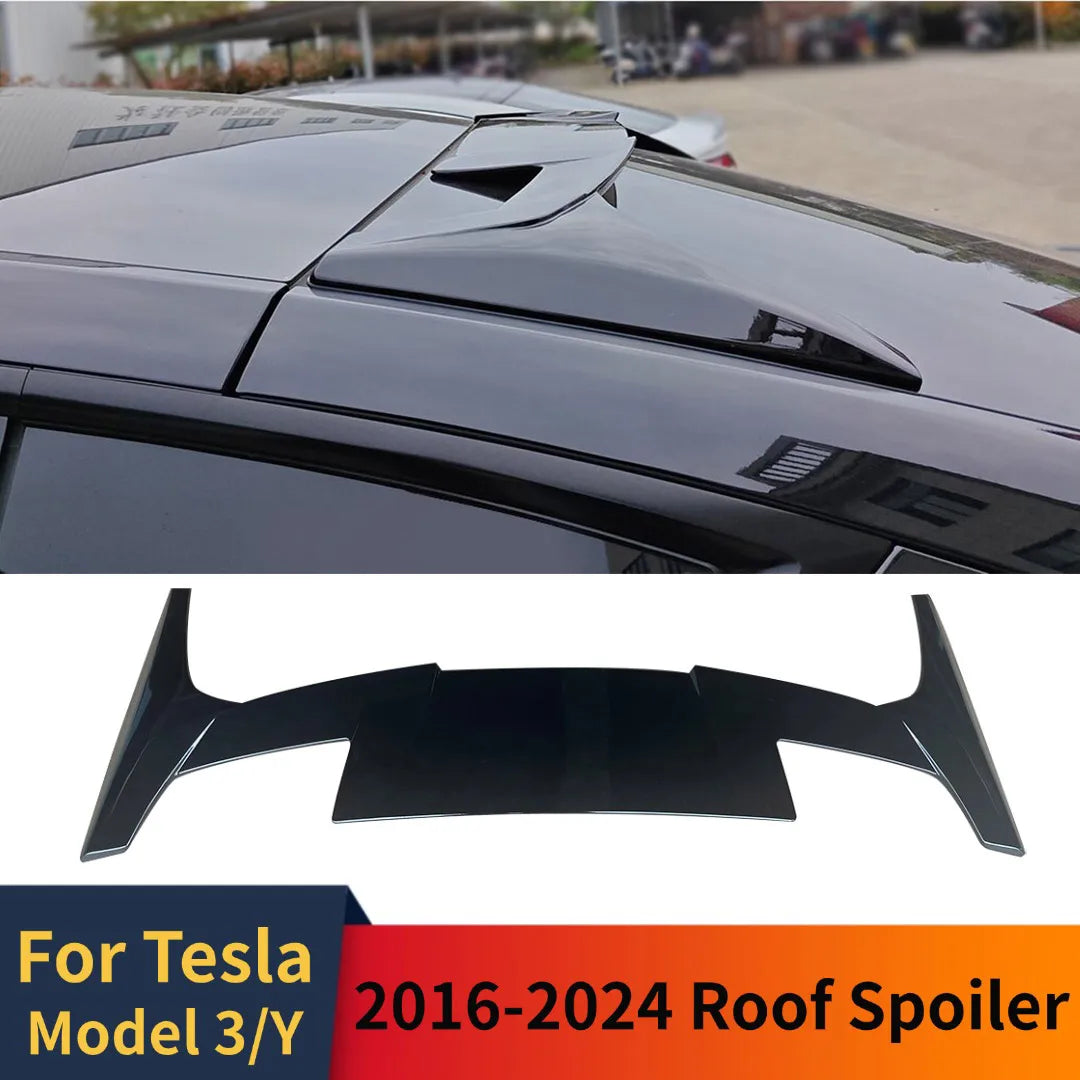 Rear Roof & Trunk Spoiler Wing Body Kit for Tesla Model Y | ABS Tuning Styling Accessory - 14:200004890#Glossy Black-14:200004889#Carbon Look-  DRIVEN - 1