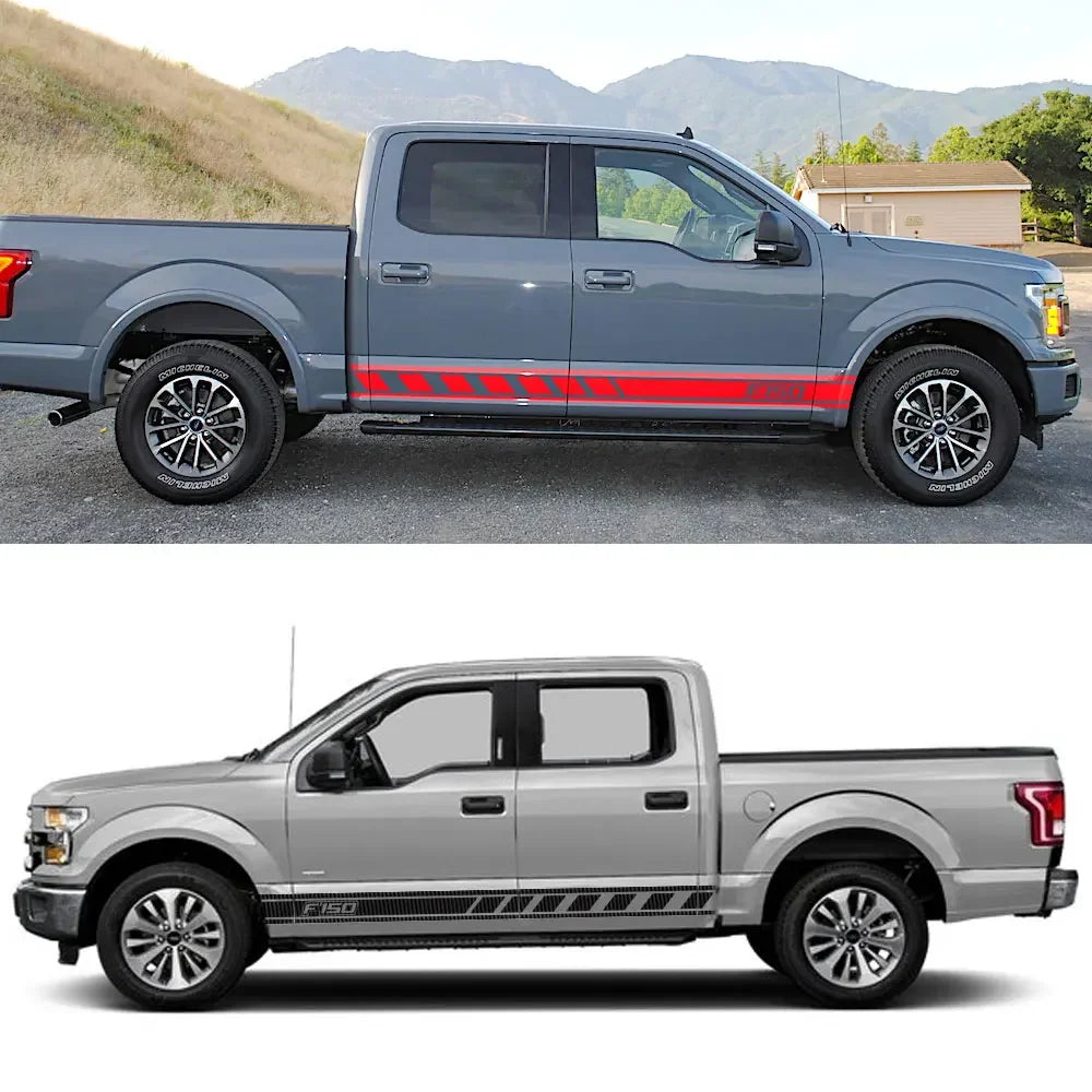 Door Side Skirt Stripe Decal for Ford F-150 Raptor | 2-Piece Pickup Truck Vinyl Graphic - 200000182:771#Carbon Fiber-200000182:29#Glossy White-200000182:691#Glossy Gray-200000182:193#Glossy Black-200000182:366#Glossy Yellow-  DRIVEN - 3