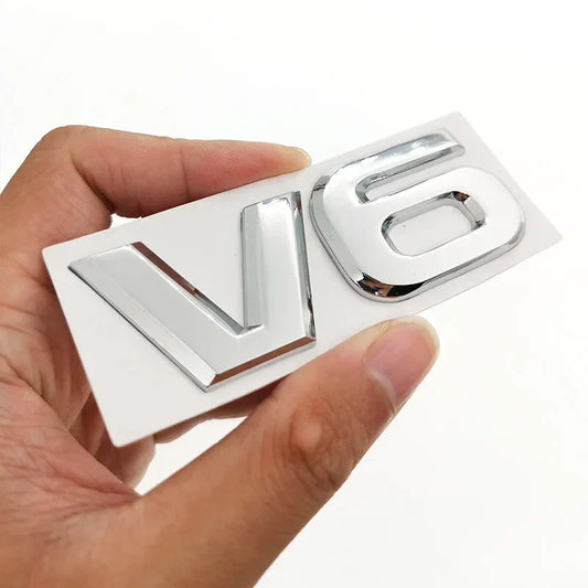 3D V6 Logo Badge Emblem | Universal Auto Decal for Mercedes, BMW, Audi, Ford & More - 200000182:29#silver-  DRIVEN - 1