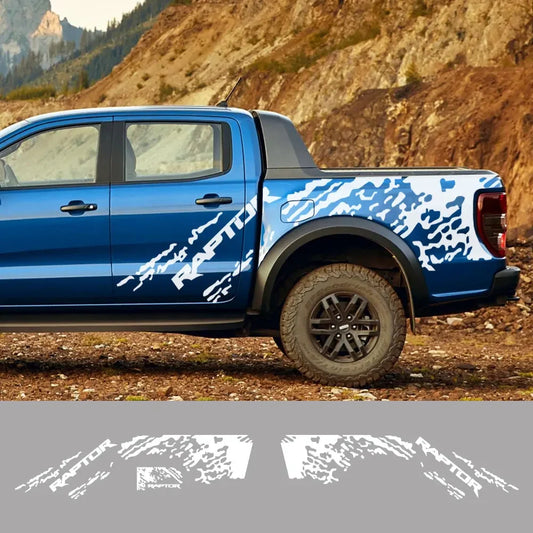 Splash Grunge Body Side Decal for Ford F-150 Raptor / Ranger | 3-Piece Matte Vinyl Kit - 200000182:691#Matt Black-  DRIVEN - 2