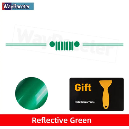 Jeep Wrangler & Gladiator Reflective Grill & Windshield Decal – Vinyl Window Graphic | JK JL, Gladiator, Renegade - 200000182:350853#B green-200000182:200211869#B orange-200000182:496#B white-200000182:350686#B red-200000182:1052#B blue-  DRIVEN - 10