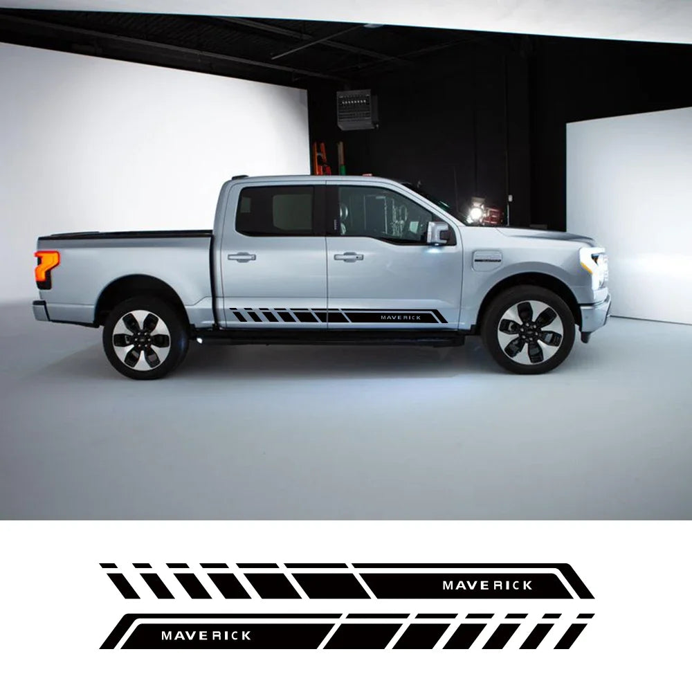 Door Side Stripe Decal for Ford Maverick XL / XLT / Lariat (2022) | 2-Piece Vinyl Truck Graphic - 200000182:350850#Matt Gold-200000182:173#Glossy Blue-200000182:366#Glossy Yellow-200000182:350852#Glossy Orange-200000182:771#Carbon Fiber-  DRIVEN - 2