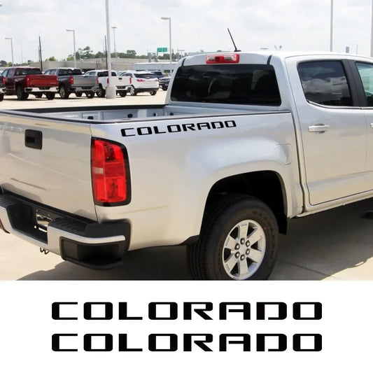 Rear Trunk Side Decal for Chevrolet Colorado | 2-Piece Pickup Truck Vinyl Graphic - 200000182:350852#Glossy Orange-  DRIVEN - 1