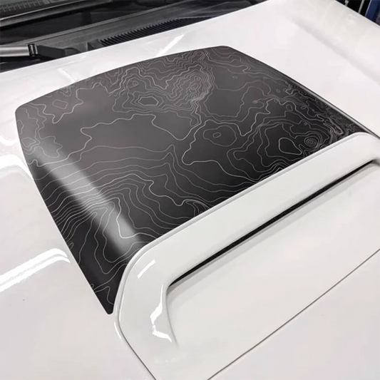 Topographic Map Hood & Scoop Decal Kit for Toyota 4Runner | Matte Black Vinyl Graphics - 200000182:350850#B-  DRIVEN - 1