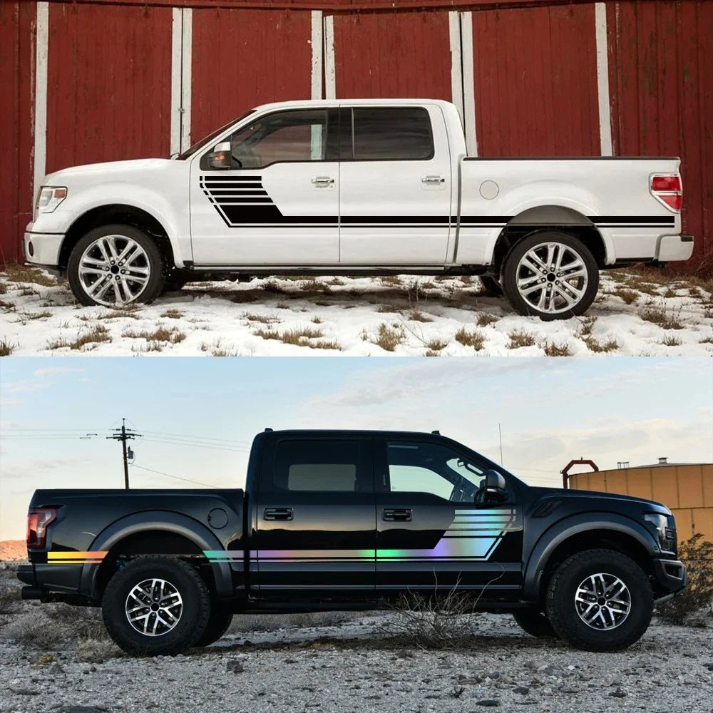 Long Side Door Skirt Stripe Decal for Ford F-150 Raptor | Self-Adhesive Vinyl Kit - 200000182:193#Glossy Black-200000182:29#Glossy White-200000182:691#Glossy Gray-200000182:10#Glossy Red-200000182:173#Matt Black-  DRIVEN - 4