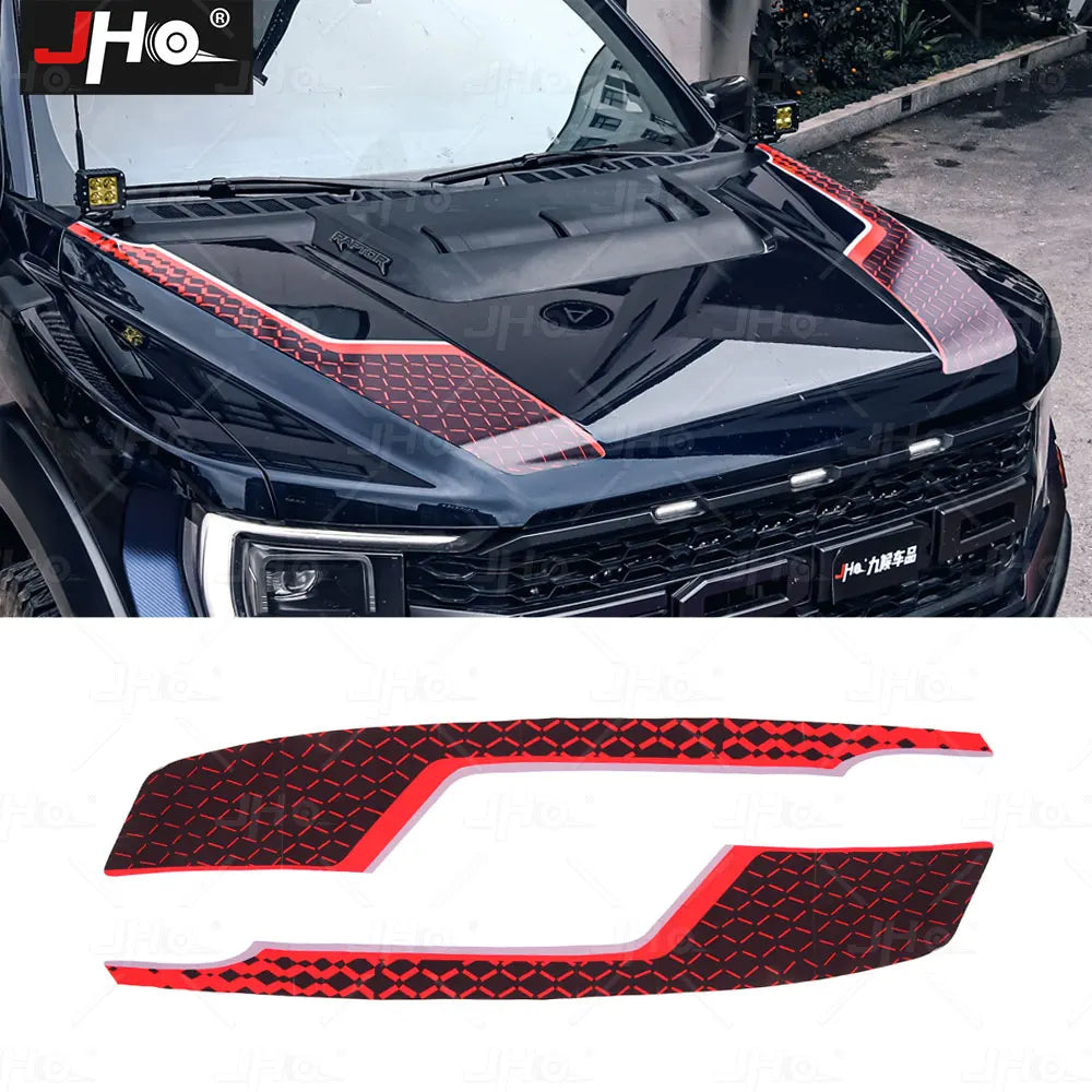 JHO Carbon Grain Front Bonnet & Side Hood Stripe for Ford F-150 Raptor | Engine Vinyl - 200000182:496#Purple Carbon Grain-200000182:193#Black Red Floral-  DRIVEN - 8