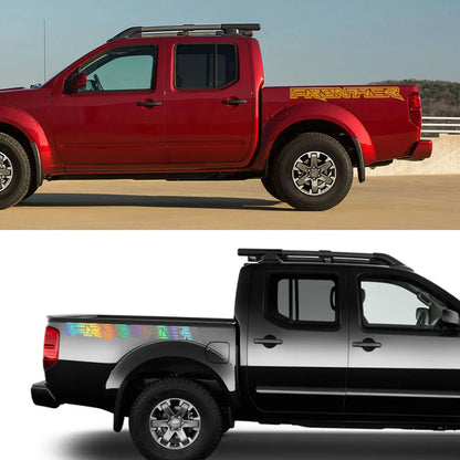 Rear Trunk Side Stripe Decal for Nissan Frontier NP300 / D40 / D22 | 2-Piece Pickup Vinyl Graphic - 200000182:366#Glossy Yellow-200000182:350852#Glossy Orange-200000182:173#Matt Gold-200000182:175#Glossy Blue-200000182:1052#Colorful Laser-  DRIVEN - 3