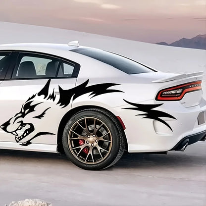 Wolf Side Body Decal | 2-Piece Waterproof Self-Adhesive Vinyl Animal Sticker - 200000182:193#2pcs Black;5:100014064#100x40CM(each)-200000182:29#2pcs White;5:100014064#100x40CM(each)-200000182:10#2pcs Red;5:100014064#100x40CM(each)-  DRIVEN - 2