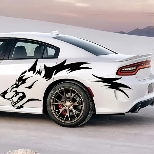 Wolf Side Body Decal | 2-Piece Waterproof Self-Adhesive Vinyl Animal Sticker - 200000182:193#2pcs Black;5:100014064#100x40CM(each)-  DRIVEN - 2