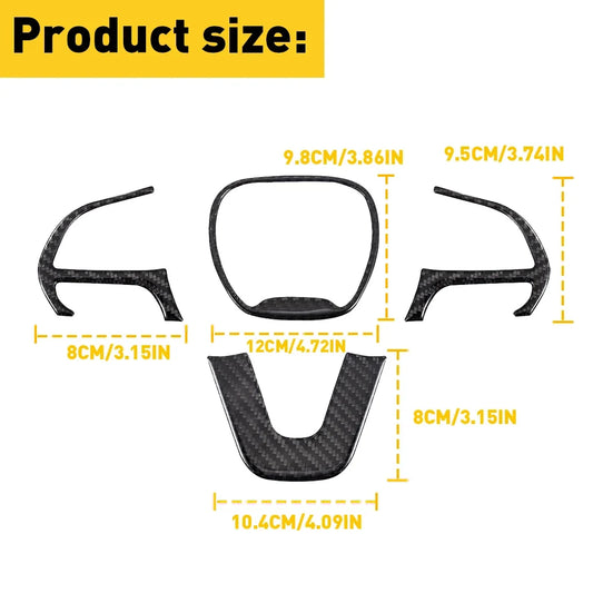 Steering Wheel Decoration Cover Trim Sticker for Dodge Challenger / Charger / Durango | OXILAM - 200000182:29#Carbon Fibre 1Pcs-  DRIVEN - 2