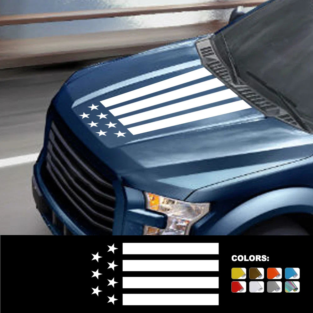 USA Stripe Engine Hood Decal for Ford F-150 Raptor | Matte Vinyl Film Truck Graphic - 200000182:350852#Glossy Gray-200000182:350853#Glossy Red-200000182:10#Glossy Orange-200000182:29#Glossy Yellow-200000182:350686#Glossy Black-  DRIVEN - 1