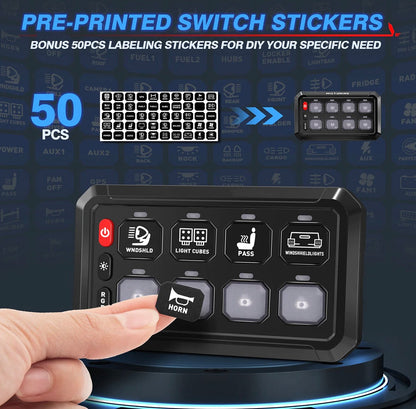 8-Gang Switch Panel With RGB And Remote Control Bluetooth App - Item #901-  DRIVEN - 3