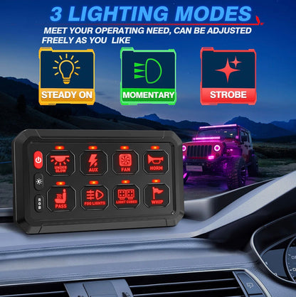 8-Gang Switch Panel With RGB And Remote Control Bluetooth App - Item #901-  DRIVEN - 4