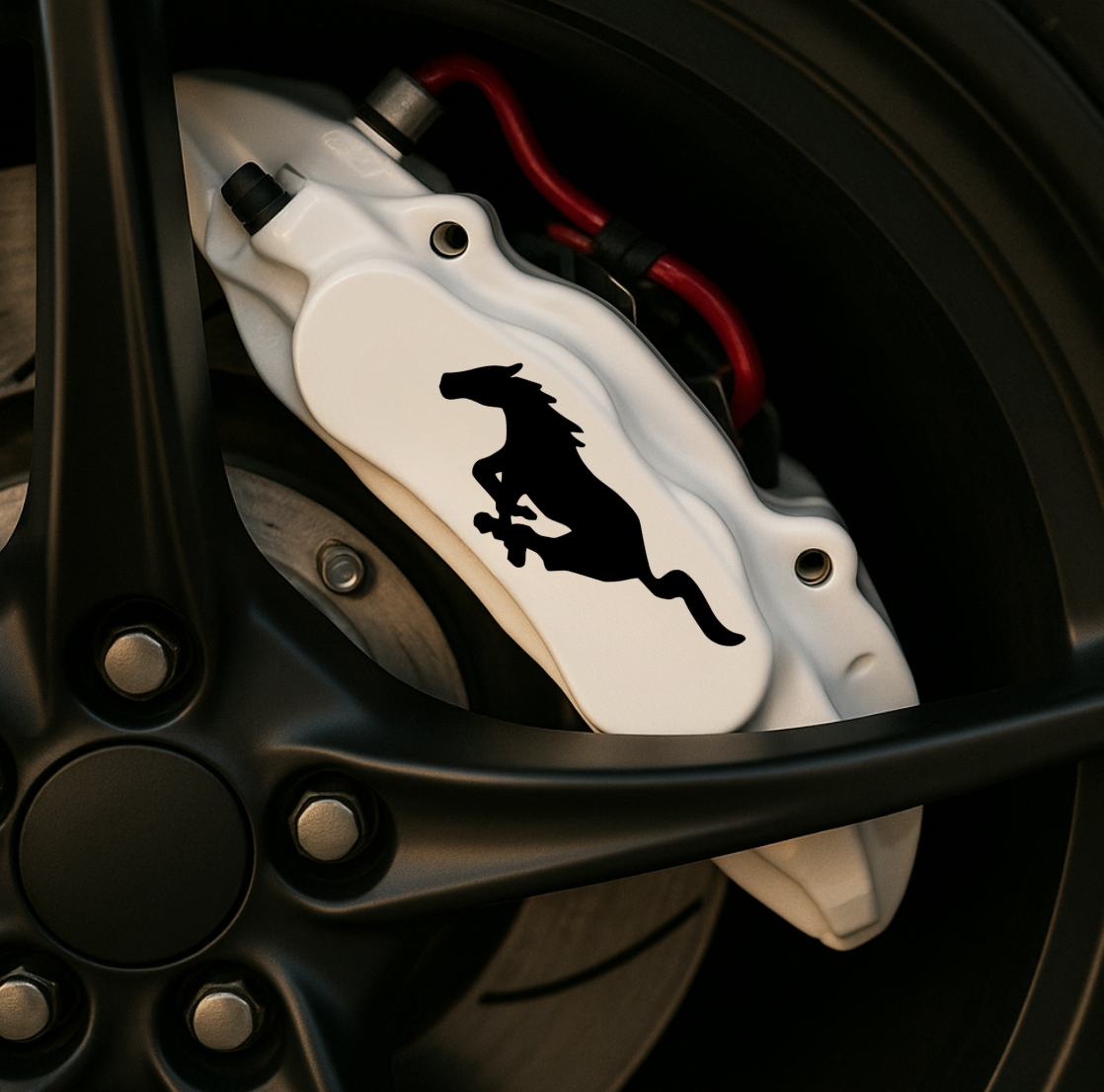Ford Mustang Brake Caliper Decals – Universal Fit | Set of 8 (3" to 6") - sku-51737501204612-sku-51737501237380-sku-51737501270148-sku-51737501302916-sku-51737501335684-  DRIVEN - 1