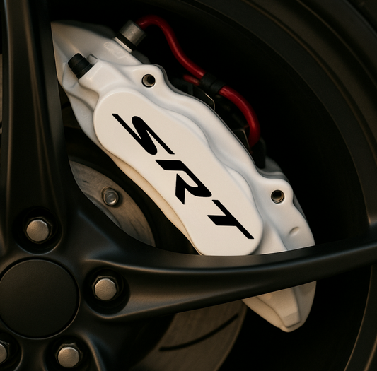 Dodge SRT Brake Caliper Decals – Universal Fit | Set of 8 (3" to 6") - sku-51796591149188-sku-51796591181956-sku-51796591214724-sku-51796591247492-sku-51796591280260-  DRIVEN - 1