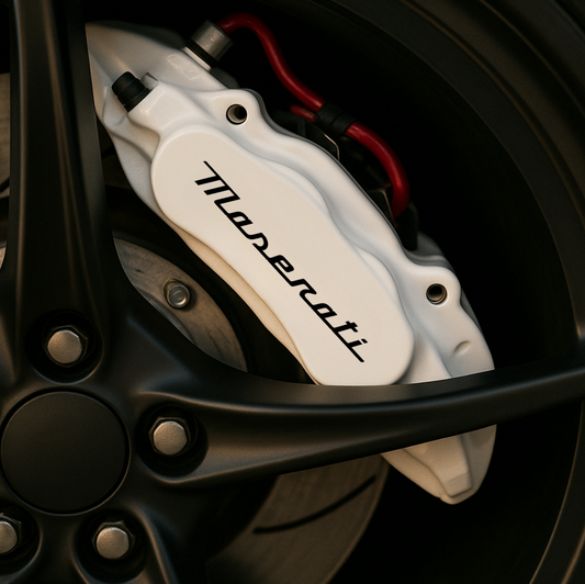 Maserati Brake Caliper Decals – Universal Fit | Set of 8 (3" to 6") - sku-51796601471108-sku-51796601503876-sku-51796601536644-sku-51796601569412-sku-51796601602180-  DRIVEN - 1