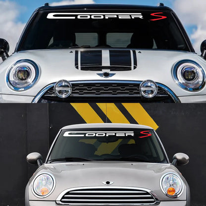 Windshield Sticker for Mini Cooper S / JCW (R50, R53, R55, R56, R60, R61, F55, F56, F60) | Vinyl Windscreen Decal - 200000182:350852#Orange-200000182:366#Yellow-200000182:173#Blue-200000182:350850#Matte Gold-200000182:29#White-  DRIVEN - 3