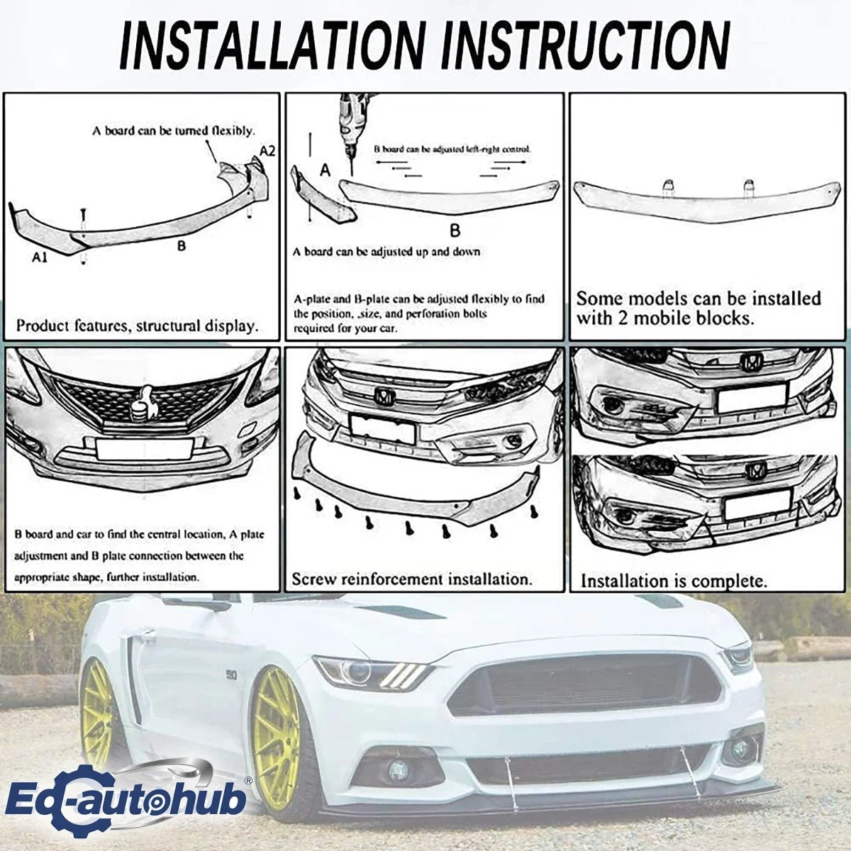 Front Bumper Lip Splitter Spoiler for Dodge Charger R/T / SRT / SXT (2015–2022) | Performance Style